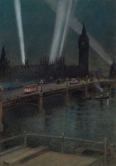 Focos de guerra sobre el puente de Westminster de Robert Randoll
