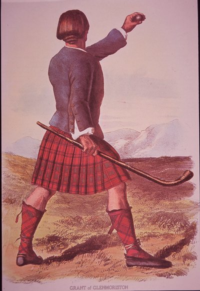Miembro del clan Grant de Glenmoriston jugando shinty de Robert Ronald (after) McIan