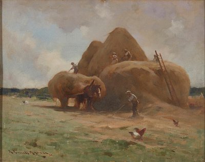 Recogiendo el heno ( óleo sobre lienzo) de Robert Russell MacNee
