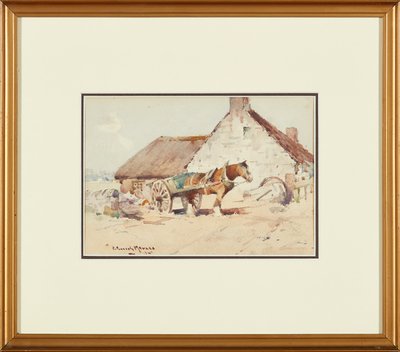 Caballo y carro (acuarela) de Robert Russell MacNee