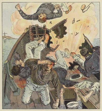 La chalupa comandada por el teniente Pell es destruida por un torpedo de Robert Salles