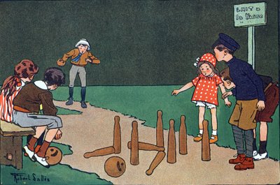 La bolera. Grabado en "¿A qué jugamos?" de E. Weber con dibujos acuarelados de Robert Salles (1871-1929). Librería Garnier Freres, París de Robert Salles