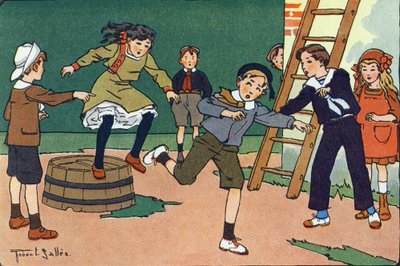 La madre con mermeladas. Grabado en "¿A qué jugamos?" por E. Weber con dibujos en acuarela de Robert Salles (1871-1929). Librairie Garnier Freres, París de Robert Salles