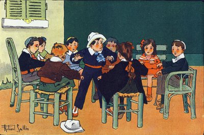 Al hurón. Grabado en "¿A qué jugamos?" de E. Weber con dibujos acuarelados de Robert Salles (1871-1929). Librería Garnier Freres, París de Robert Salles