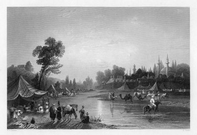 El río Barrada, el antiguo Pharpar, Damasco, Siria, 1841 de Robert Sands