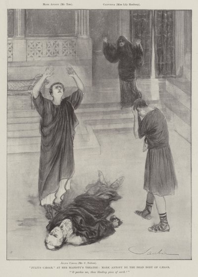 Julio César, en el Teatro de Su Majestad, Marco Antonio junto al cuerpo muerto de César de Robert Sauber