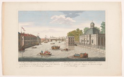 Vista del río Fontanka en San Petersburgo visto desde el norte Una vista en perspectiva, tomada sobre el río de Fontancka, hacia el sur (...) (título sobre el objeto) de Robert Sayer (possibly)