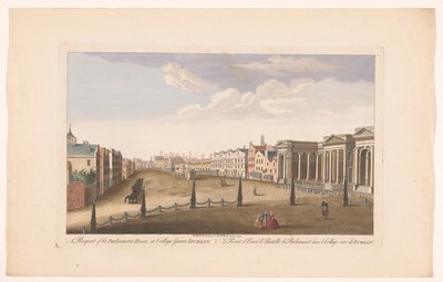 Vista de la Casa del Parlamento en College Green Square en Dublín Una perspectiva de la Casa del Parlamento, en College Green, Dublín (título sobre objeto) de Robert Sayer (possibly)