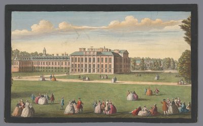 Vista del Palacio de Kensington en Londres Una vista frontal del Palacio Real de Kensington (título sobre objeto) Londres (título de la serie) de Robert Sayer