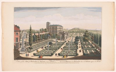 Vista de los Giardini Vaticani en Ciudad del Vaticano Una vista de la Sede de Belvedere en Vaticano cerca de Roma (título sobre objeto) Roma (título de la serie) de Robert Sayer