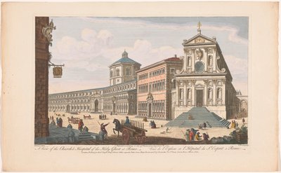 Gezicht op de kerk Santo Spirito in Sassia te Rome Una vista de la Iglesia y Hospital del Espíritu Santo en Roma (título sobre el objeto) Roma (título de la serie) de Robert Sayer