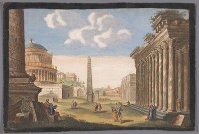Vista de las ruinas de la Columna de Trajano, el Arco de Constantino y otros monumentos en Roma Ruinas de la antigua Roma (título sobre el objeto) de Robert Sayer