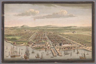 Vista de la ciudad de Batavia
La ciudad de Batavia en la isla de Java y capital de todas las fábricas y asentamientos holandeses en las Indias Orientales (título del objeto)
Nederzettingen van de VOC (título de la serie) de Robert Sayer