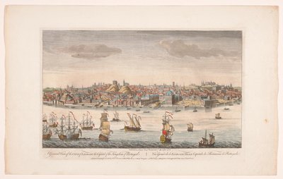 Vista de la ciudad de Lisboa Una vista general de la ciudad de Lisboa, la capital del reino de Portugal (título sobre el objeto) Madrid y Lisboa (título de serie) de Robert Sayer