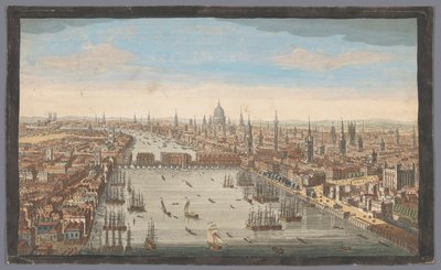 Vista de la ciudad de Londres Una vista general de la ciudad de Londres, junto al río Támesis (título sobre el objeto) Londres (título de la serie) de Robert Sayer