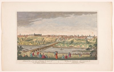 Gezicht op de stad Madrid Una vista general de la ciudad de Madrid, la capital del reino de España (título sobre el objeto) Madrid en Lissabon (título de la serie) de Robert Sayer