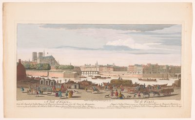 Vista de la ciudad de París vista desde el Quai de Miramion Una vista de París, desde la iglesia de Nostre Dame hasta el Pont de la Tournelle, tomada desde el Quai de Miramion (...) (título sobre objeto) París (título de la serie) de Robert Sayer