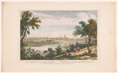 Vista de la ciudad de Worcester La vista noroeste de la ciudad de Worcester (título sobre el objeto) de Robert Sayer