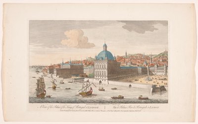 Vista del Palacio Real de Lisboa Una vista del palacio del rey de Portugal en Lisboa (título sobre objeto) Madrid y Lisboa (título de serie) de Robert Sayer