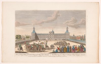 Vista del Palacio Real de Madrid Una vista del Palacio Real de su majestad católica el rey de España, Madrid (título sobre objeto) Madrid y Lisboa (título de serie) de Robert Sayer