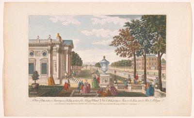 Gezicht op het Schloss Pillnitz Una vista de Bilniz en Sajonia, uno de los palacios del rey de Polonia (título sobre el objeto) Saksen (título de la serie) de Robert Sayer