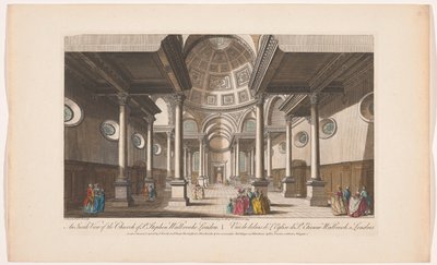 Vista del interior de la iglesia de San Esteban Walbrook en Londres Una vista interior de la iglesia de St Stephen Walbrooke London (título sobre el objeto) Londres (título de la serie) de Robert Sayer