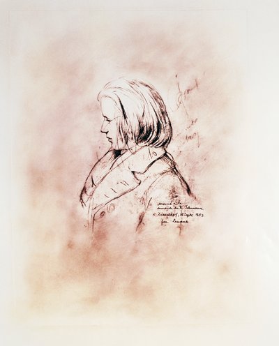 Retrato del compositor alemán Johannes Brahms de Robert Schumann