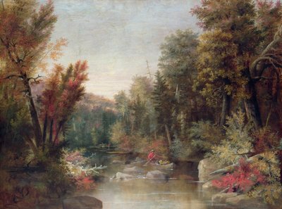 Pescador de otoño (óleo sobre lienzo) de Robert Seldon Duncanson