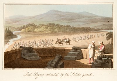 Lord Byron atendido por sus guardias Suliote, pub. 1825 de Robert Seymour