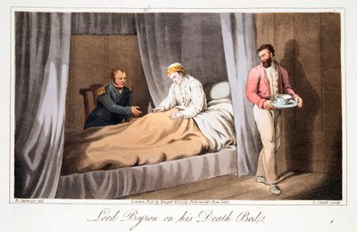 Lord Byron en su lecho de muerte, pub. 1825 de Robert Seymour