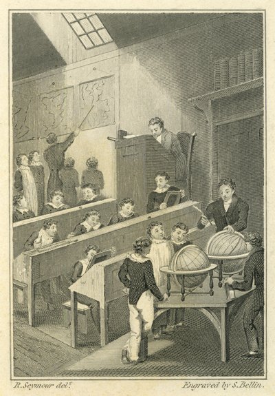 Nicholas Nickleby: Dotheboys Hall, grabado por Samuel Bellin (1799-1893) de Robert Seymour