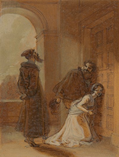 Feste, como Sir Topas, dirigiéndose a Malvolio de Robert Smirke