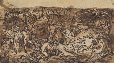Figura Estudios de un grupo de personas en un claro arbolado de Robert Smirke