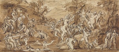 Figura Estudio de una celebración bacanal en un paisaje boscoso de Robert Smirke