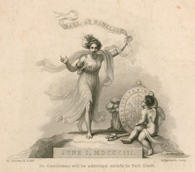 Invitación a un baile en los Jardines de Ranelagh, Millbank, Londres, 1 de junio de 1803 de Robert Smirke