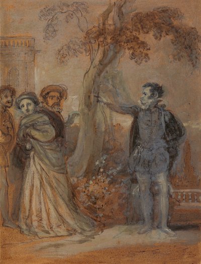 Malvolio maltrata a Maria, Fabian y Sir Toby de Robert Smirke