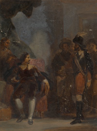 Hombre sentado hablando con un soldado de pie de Robert Smirke