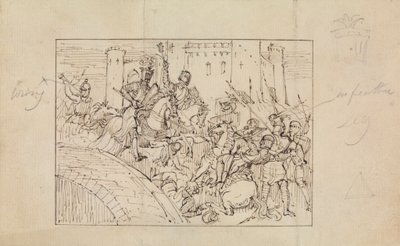 Estudio de caballeros acorazados en combate con caballos de Robert Smirke