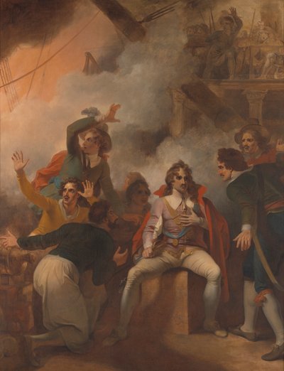 El conde de Sandwich se niega a abandonar su barco durante la batalla de Solebay de Robert Smirke