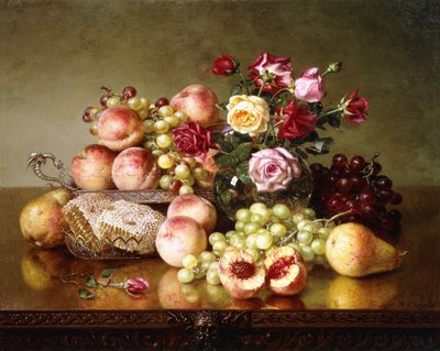 Bodegón de frutas con rosas y panal, 1904 de Robert Spear Dunning