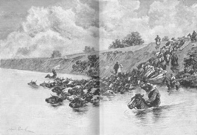 Manada de Ganado Cruzando el Uruguay, c. 1885, 1890 de Robert Taylor Pritchett