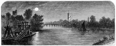 Puente de Putney y la Iglesia a la luz de la luna, 1880 de Robert Taylor Pritchett