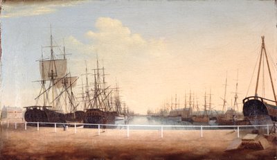 A West View of the New Dock at Kingston upon Hull (óleo sobre lienzo) de Robert Thew