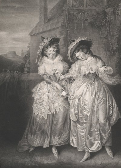 Sra. Ford y Sra. Page de Shakespeare, Las alegres comadres de Windsor, Acto 2, Escena 1, 1793 de Robert Thew