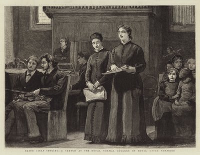 Niñas ciegas cantando, un boceto en el Royal Normal College of Music, Upper Norwood de Robert Walker Macbeth