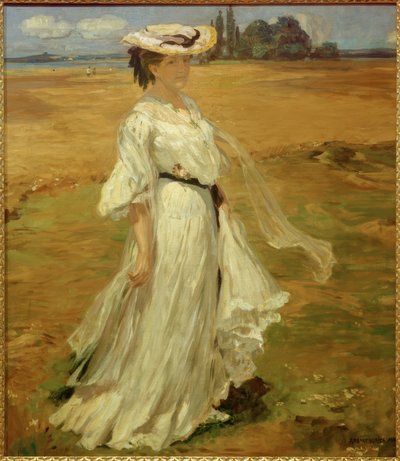 Mujer en paisaje del lago de Constanza de Robert Weise