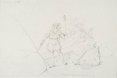 Ilmarinen takoo sampoa ; Originaalipiirustus piirrossarjaan "Kalewala, poema nacional finlandés, presentado en dibujos R.W.Ekman" de Robert Wilhelm Ekman