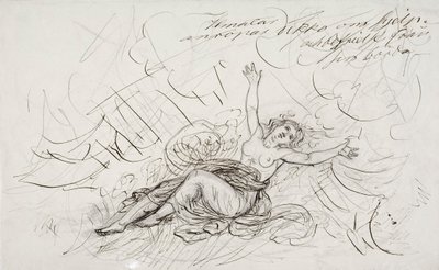 Ilmatar Llora por Ukko, boceto para una serie de dibujos sobre el Kalevala de Robert Wilhelm Ekman