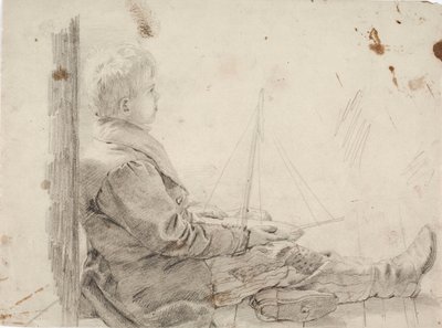 Niño sentado con un velero en el regazo de Robert Wilhelm Ekman