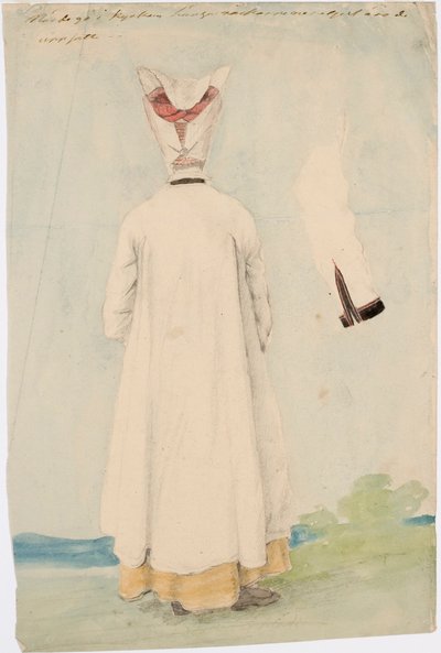 Mujer con traje nacional de espaldas de Robert Wilhelm Ekman